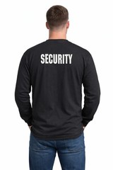 Security Long Sleeve T-shirt Front & Back Print Black