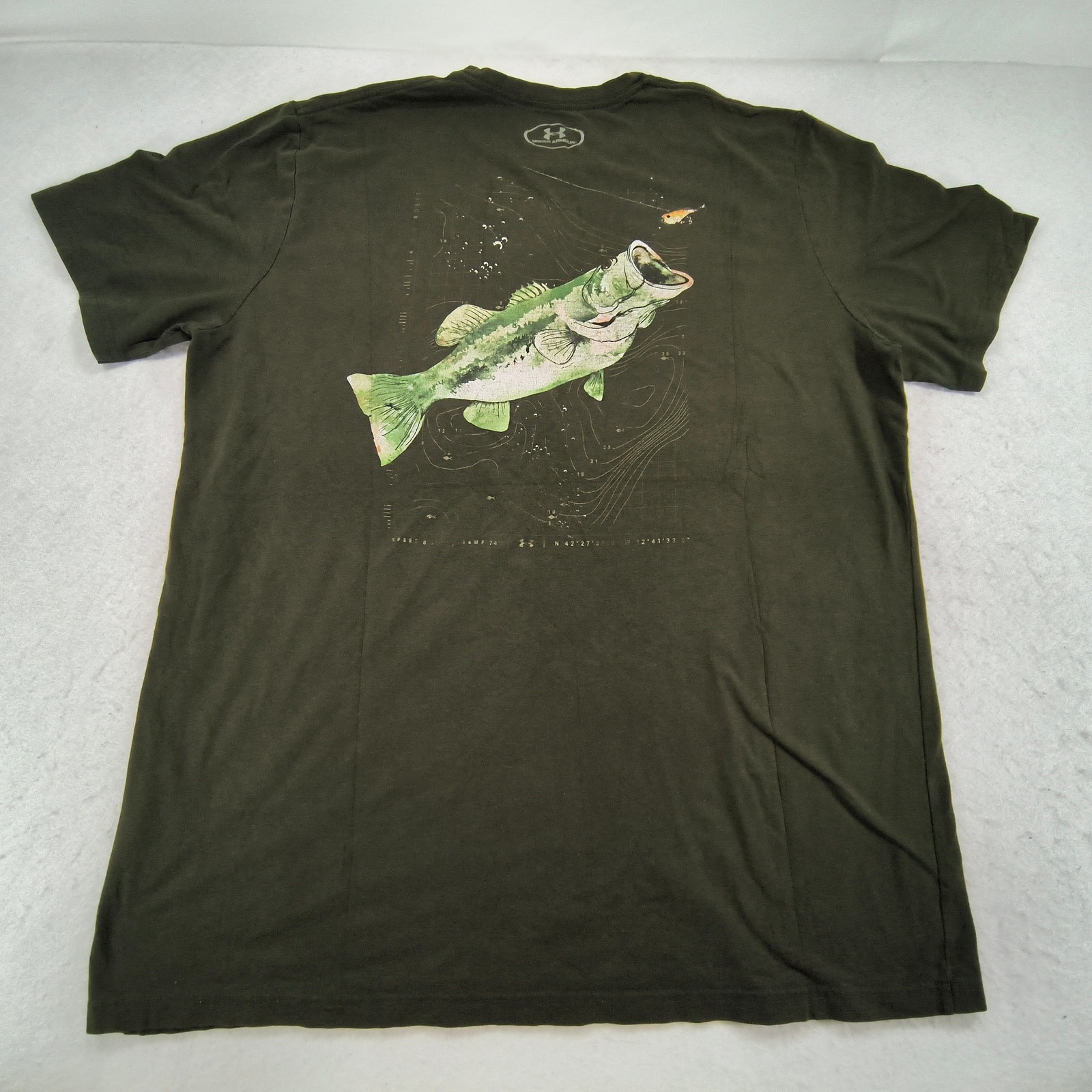 Under Armour Fish Crew Neck Short Sleeve Shirt Mens Size Extra Large XL Green gallery