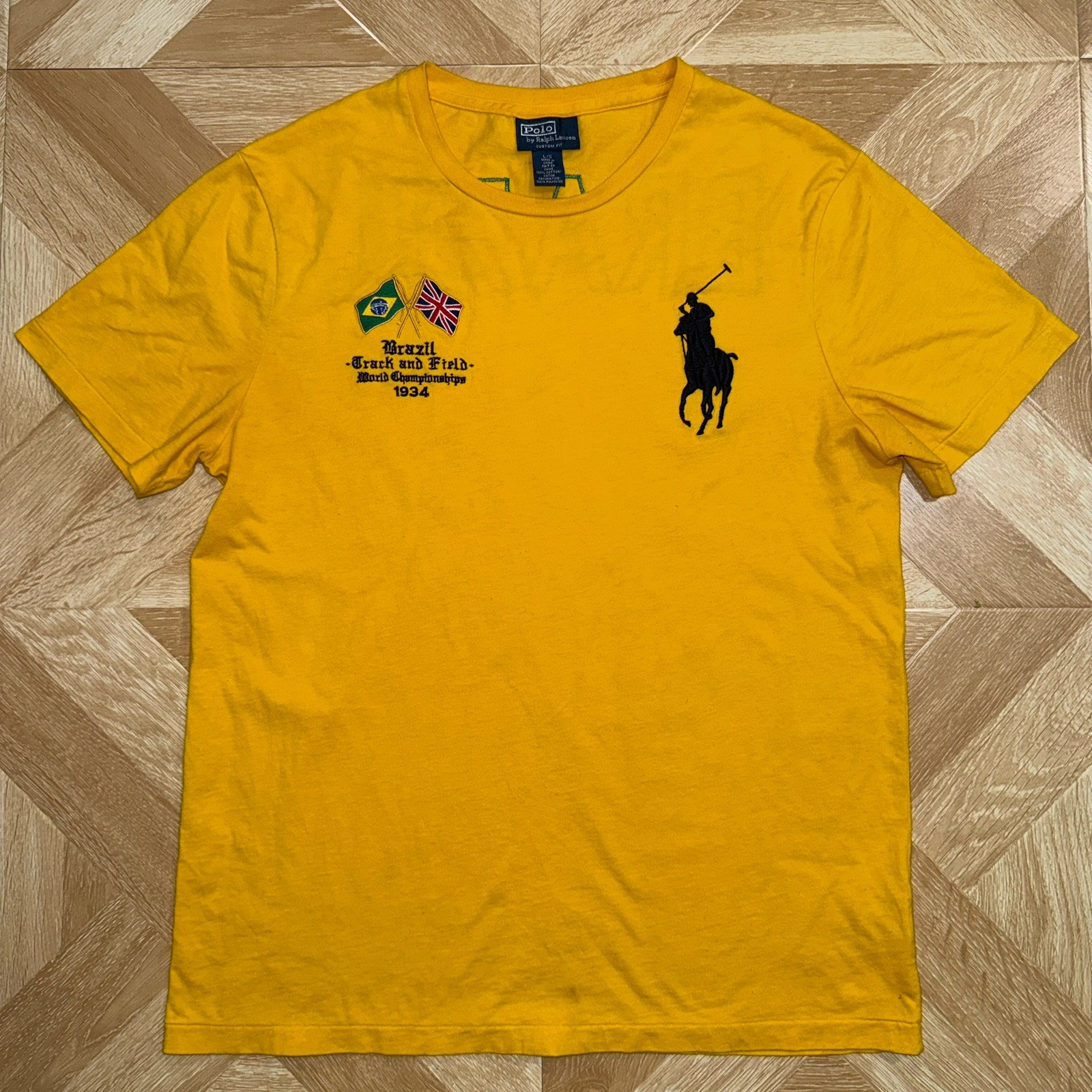 Polo Ralph Lauren Limited Edition Brazil Track and Field Embroidered Tee Shirt L gallery