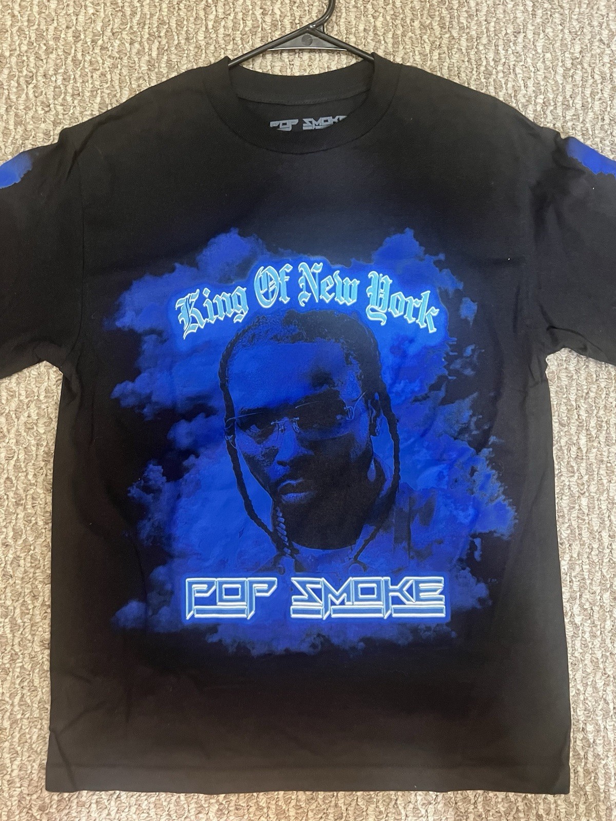 Pop Smoke King of New York long sleeve shirt in black and blue
