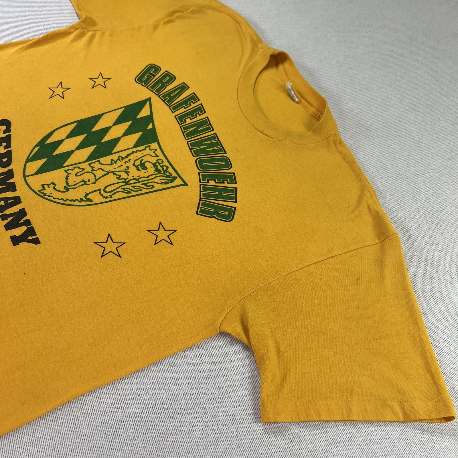 Vintage 80s Grafenwoehr Germany Shirt Mens XL Yellow Graphic Souvenir Tee gallery