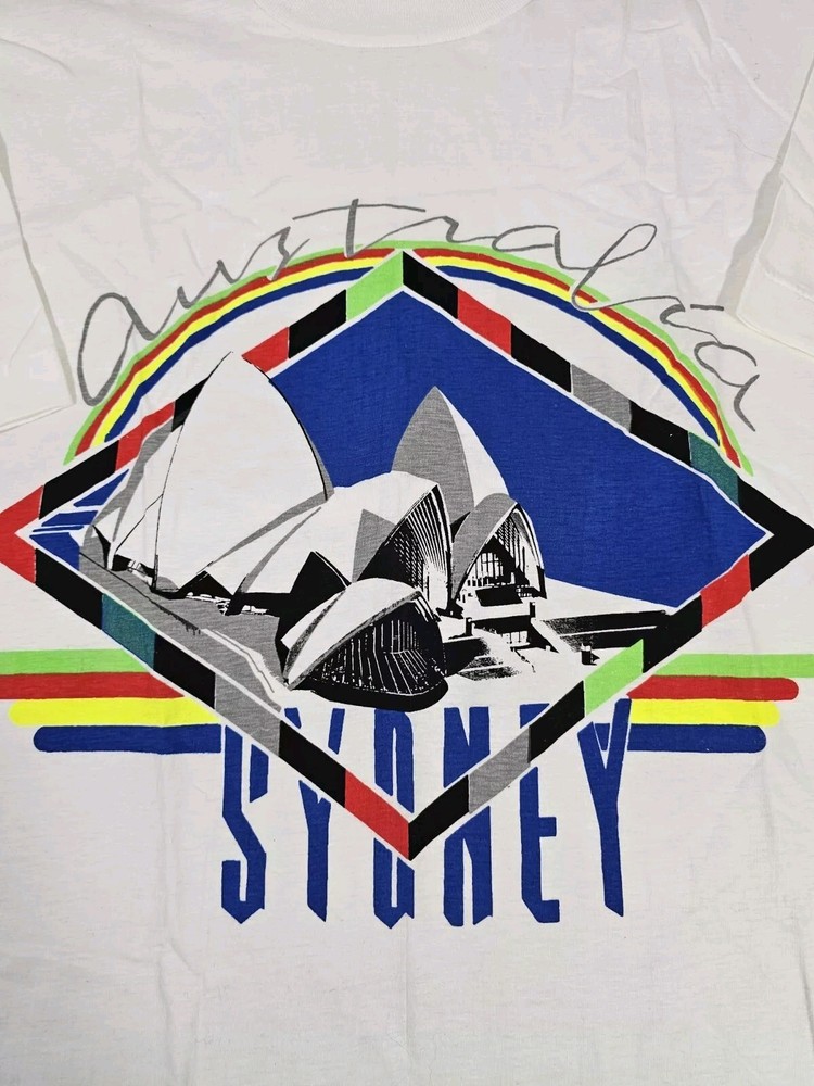 Vtg White Sydney Australia Single Stitch Vacation Oversize T Shirt Large Nwot