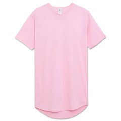 Pink Casual Extended Drop Cut Extra Longline Crewneck T-Shirt (Baby Pink)