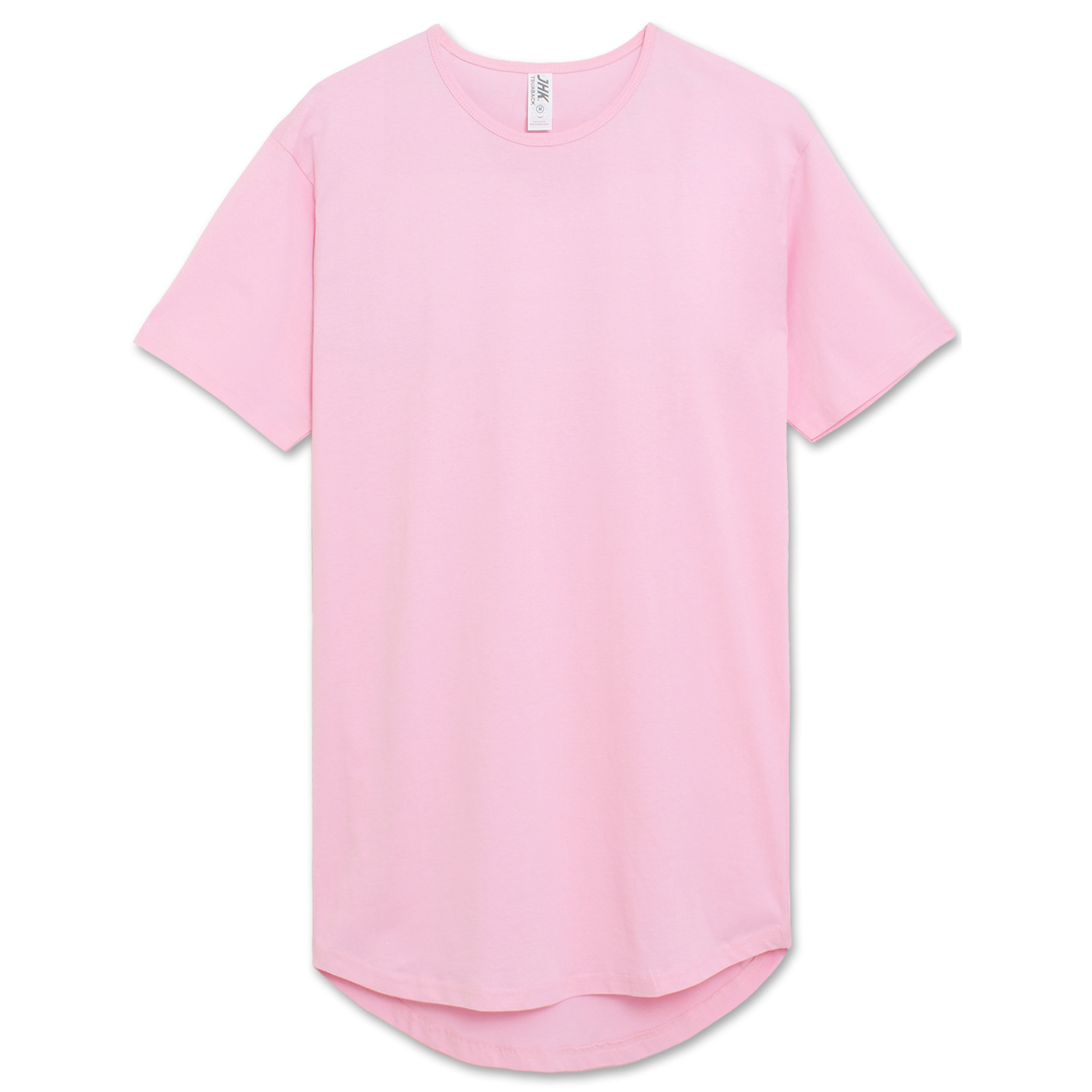 Pink Casual Extended Drop Cut Extra Longline Crewneck T-Shirt (Baby Pink)