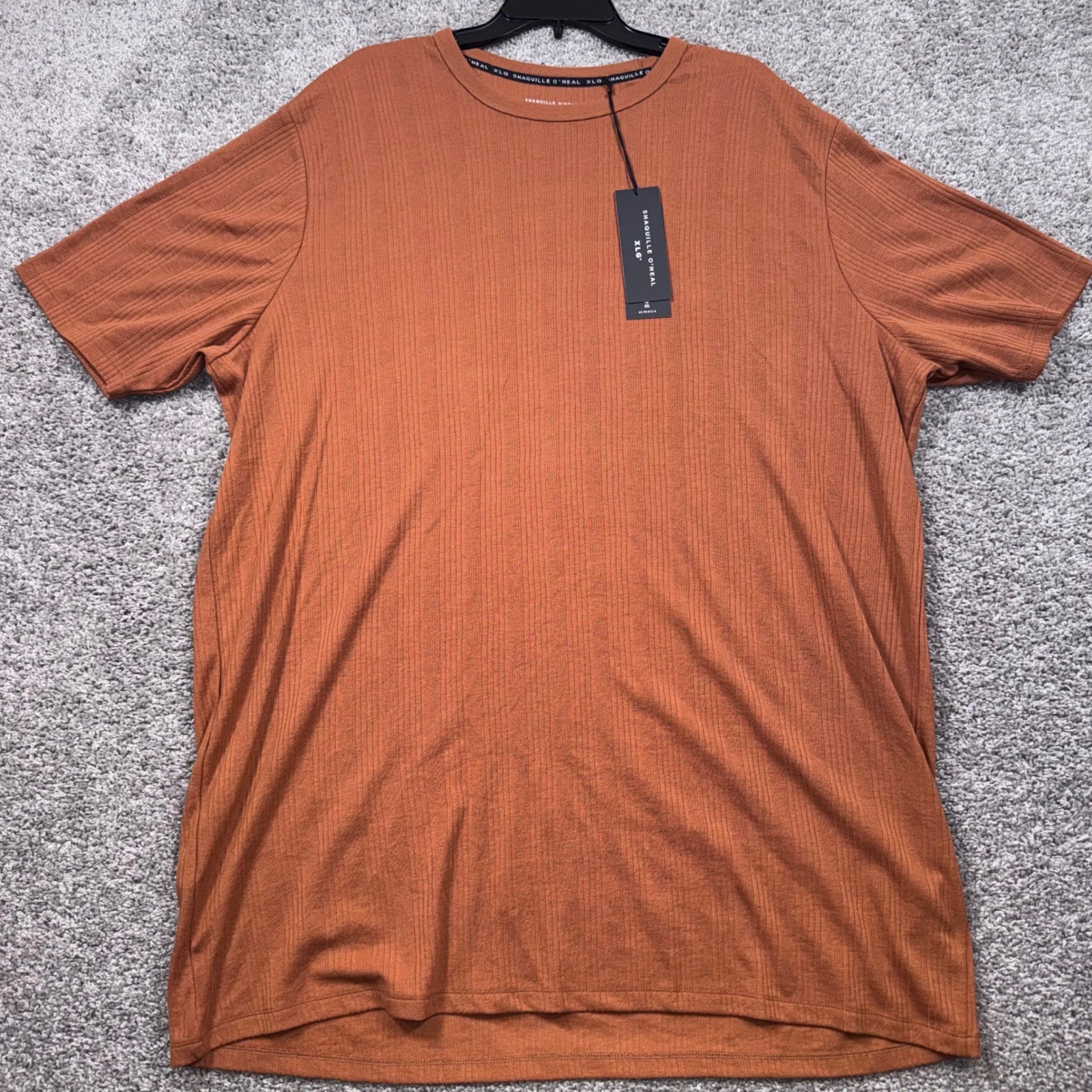 Shaquille O'Neal XLG Ribbed Tee Mens Short Sleeve Orange 2XLT NEW gallery