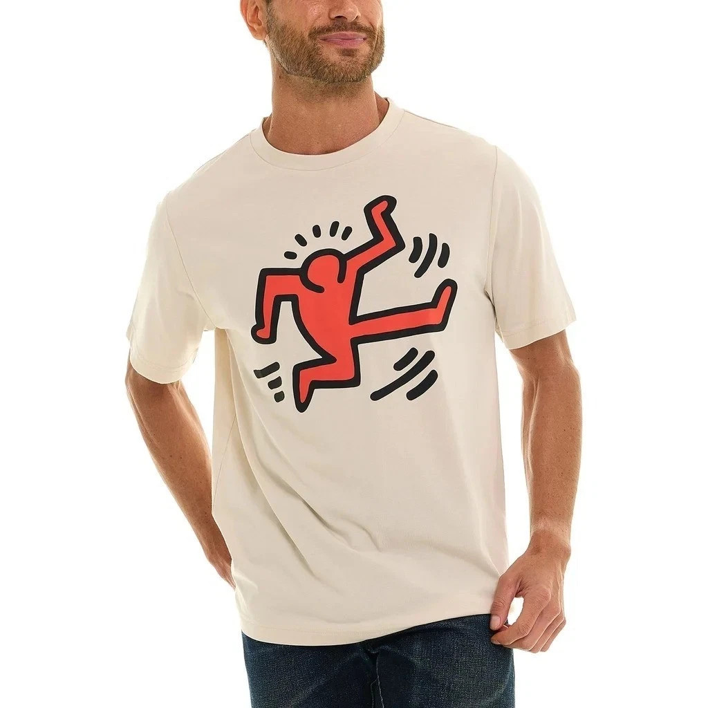 Keith Haring Men's Graphic T-Shirt NWT 100% Cotton Blue Black Beige L XL gallery