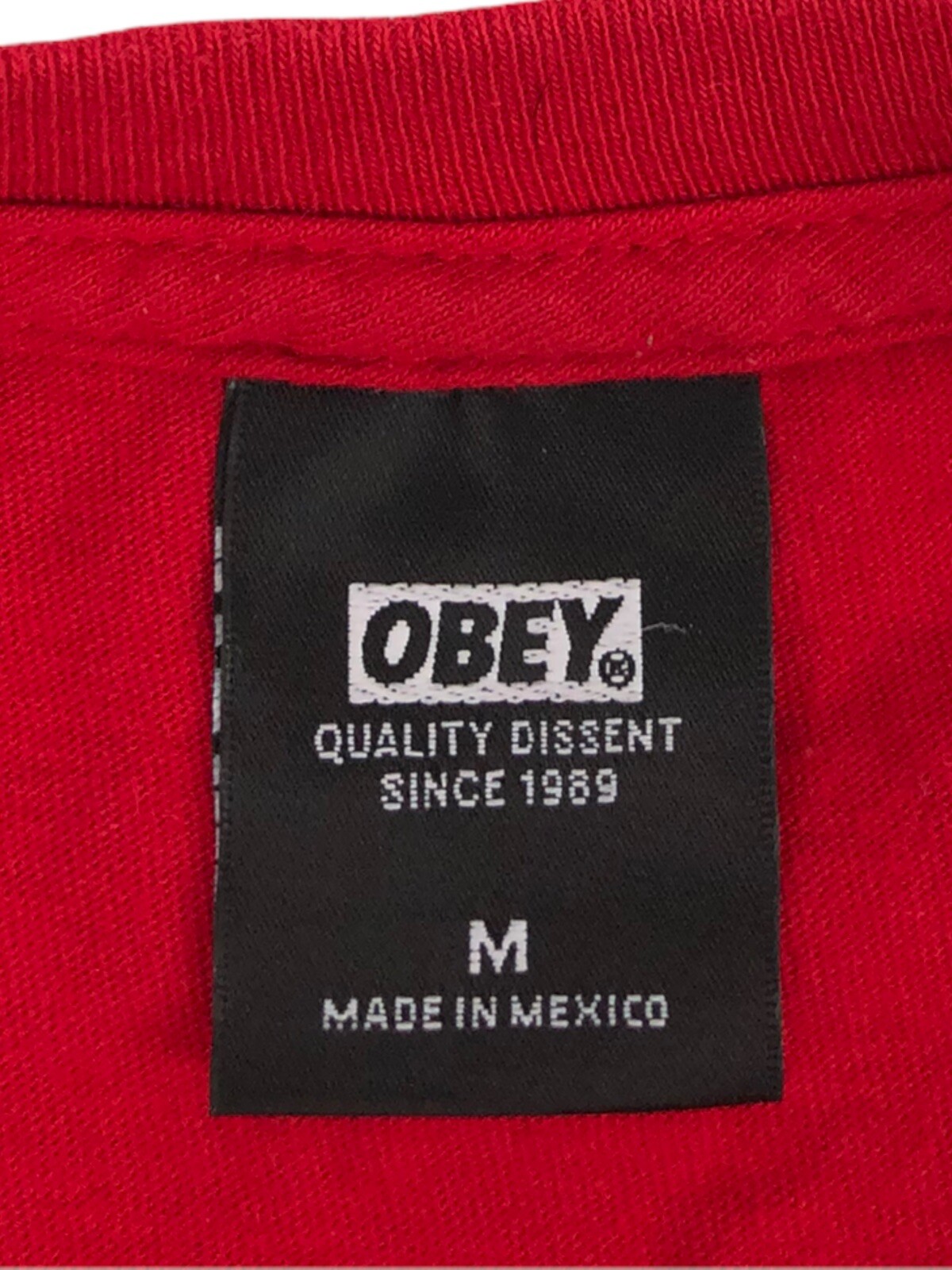 OBEY Mens Medium Shirt Red Crew Neck Stop The Violence Made In Mexico Cotton gallery