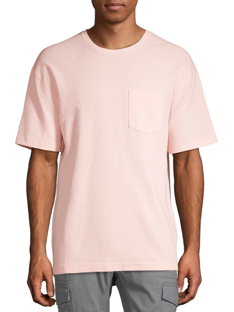 No Boundaries Men’s Short Sleeve Thermal T-Shirt Pocket X-LARGE (46-48) Pink