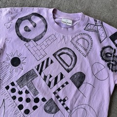 Teddy Fresh Hila Klein Marker Sketch Graphic Art Bear T Shirt Pink Size Medium