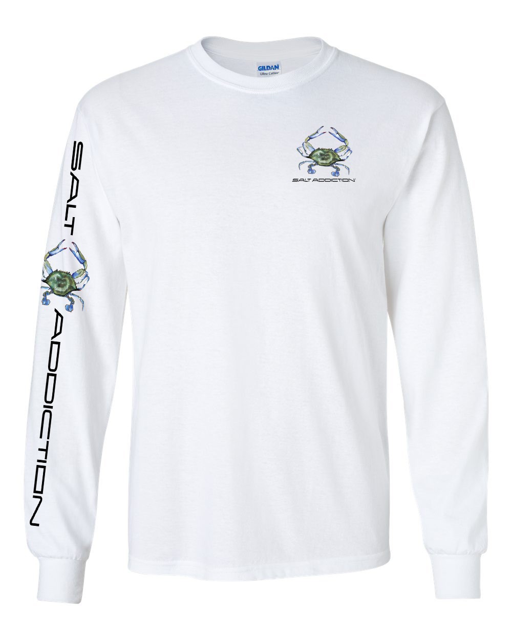 Salt Addiction Saltwater Blue Crab Fishing Long Sleeve T Shirt Cotton gallery