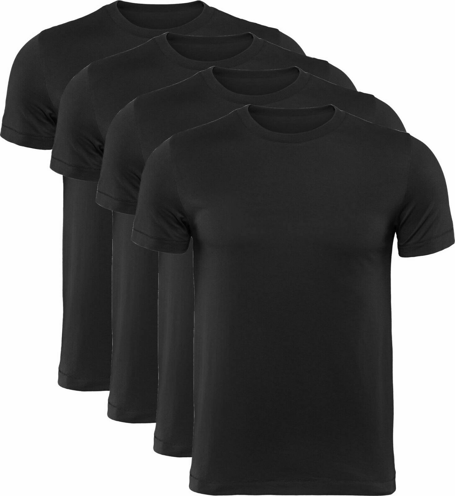 Men 1/2/4 Pack T-Shirt Black Plain Cotton T-Shirts Tee Crew Neck Size XS-2XL LOT gallery