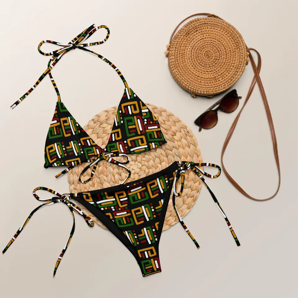 Juneteenth Black Girl Magic Abstract African Style String Bikini Women gallery