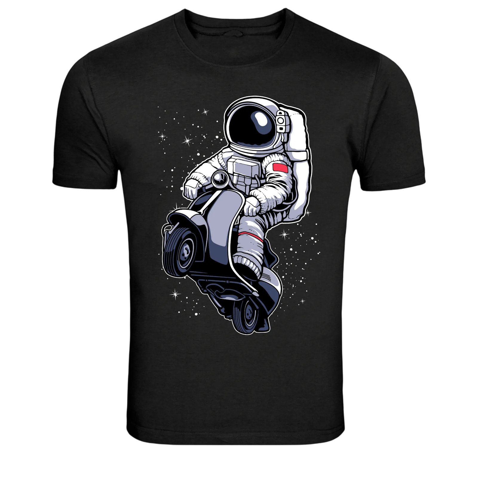 Astronaut Riding Scooter In Space Graphic T-Shirt gallery