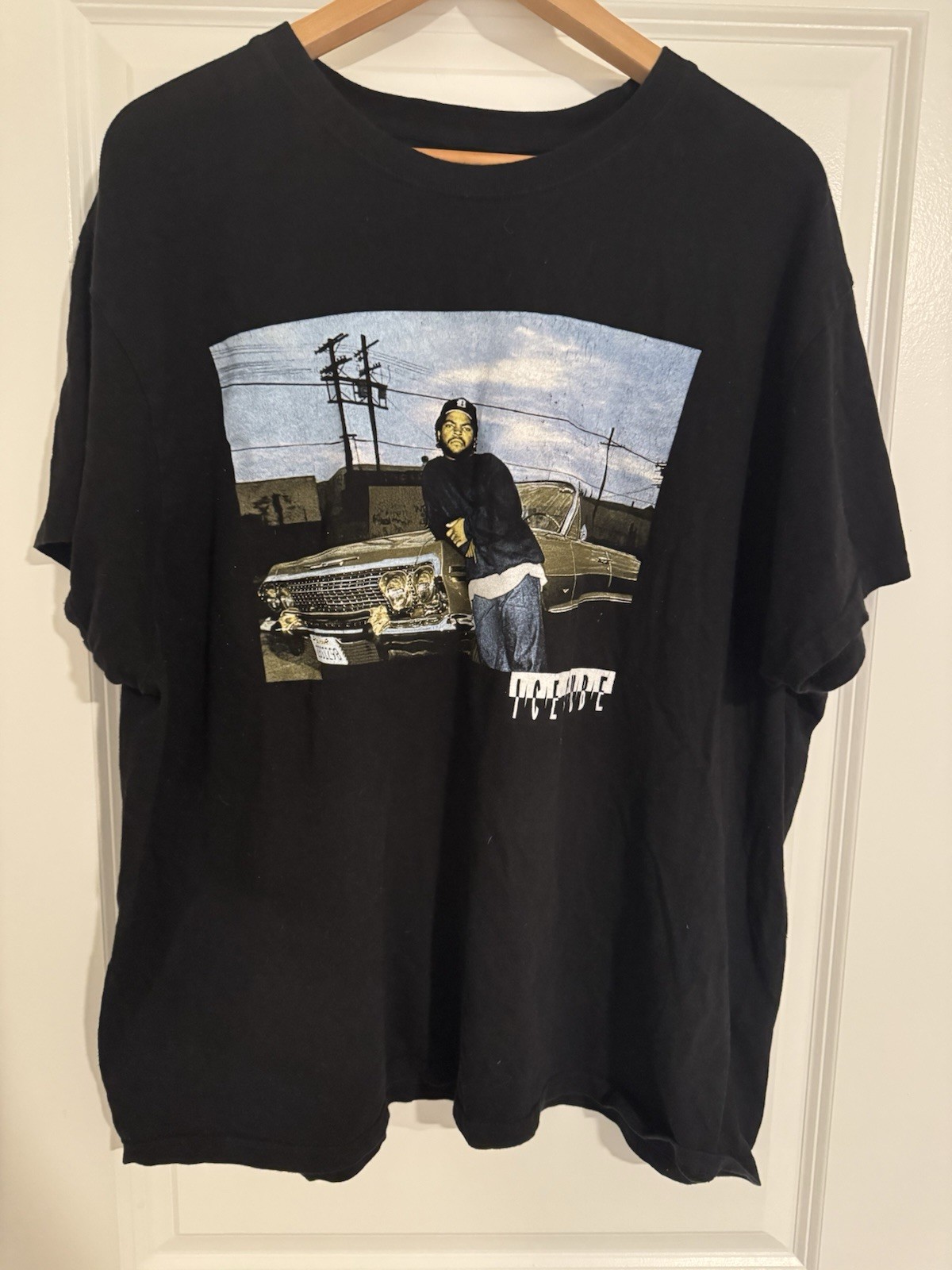 Men’s XL Black Eazy-Ice Cube Hip Hop Music Graphic Print Crew Neck Tee