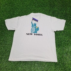 Vintage 90s Funny Liberty Shirt L/XL 23×27 White New-York USA