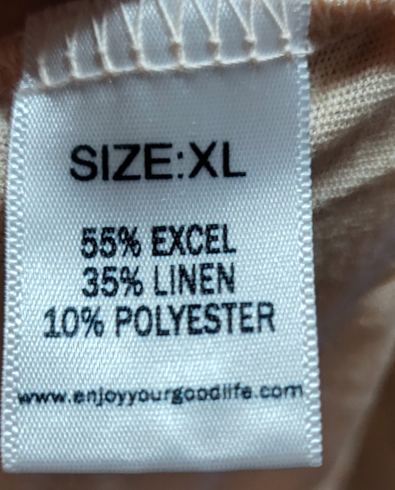 GoodLife Striped T Shirt Mens XL Peach Curved Hem Crew Thin Lyocell Linen USA gallery