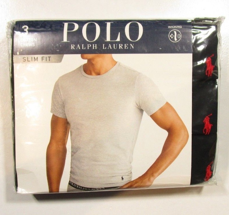Polo Ralph Lauren Men's Black Slim Fit Crew-Neck Moisture Wicking T-Shirt 3 Pack gallery