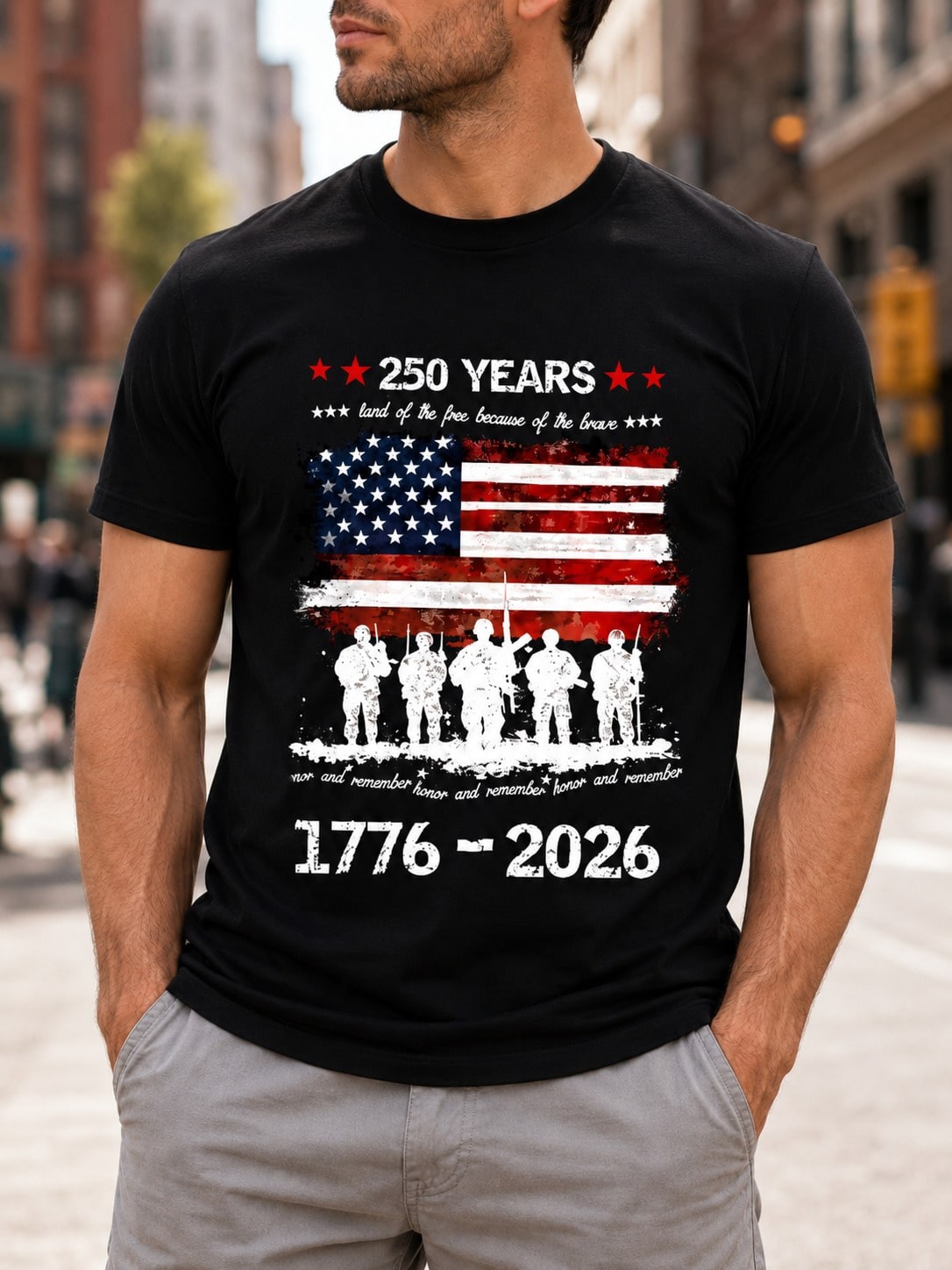 USA 250 Anniversary Print Vintage Short Sleeve Shirt Top gallery