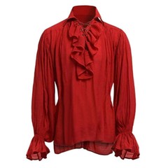 18th Century Men Medieval Renaissance Pirate Duke Long Sleeve Tops Blouse Shirt
