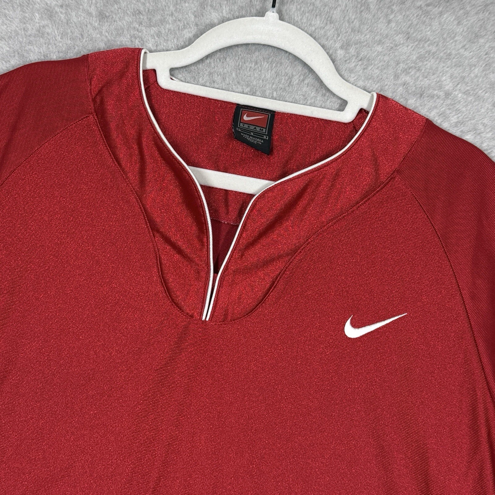 Vintage Nike Shirt Mens Large Shiny Dazzle Warm Up Jersey Team Sports Y2K Red gallery