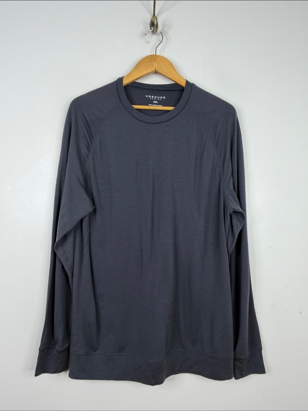 Unbound Merino Shirt Mens XXL Dark Gray Merino Wool Jersey Long Sleeve Crew gallery