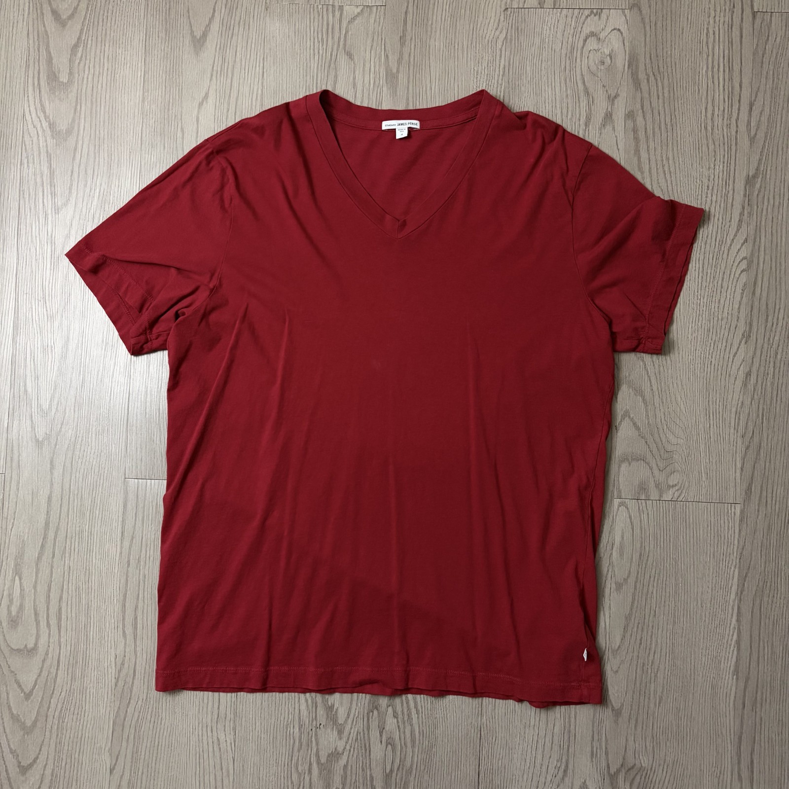 James Perse Men's Size 4 = X Large Red Combed Cotton V-Neck Short Sleeve T Shirt gallery