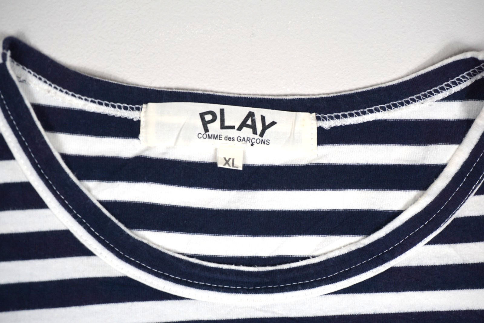 Comme Des Garcons Play T Shirt Mens XL Striped Heart Logo Made In Japan CDG gallery