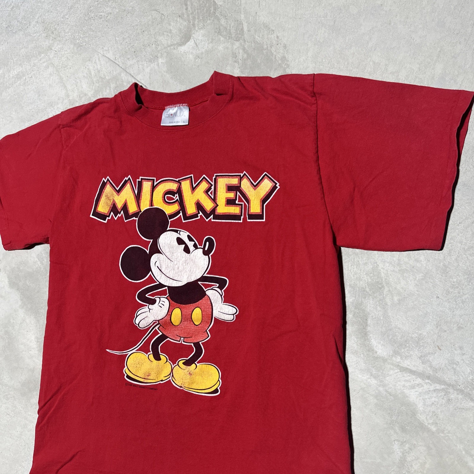 Vintage 80s Disney Mickey Mouse T-Shirt SZ L Genus Red Made in USA Graphic gallery