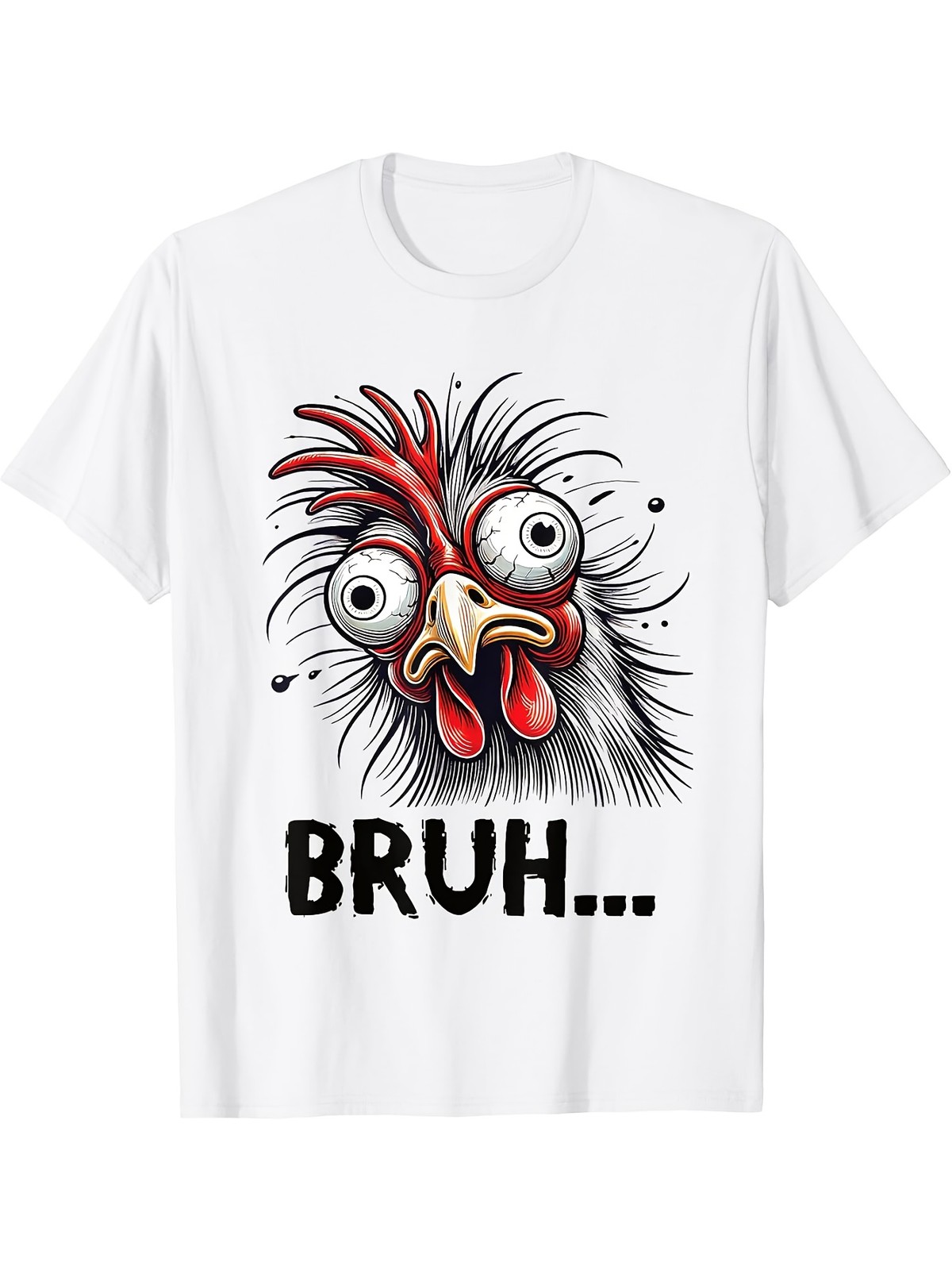 Men'S Funny "Bruh" Meme Chicken Graphic T-Shirt - Casual Short Sleeve Round Neck gallery