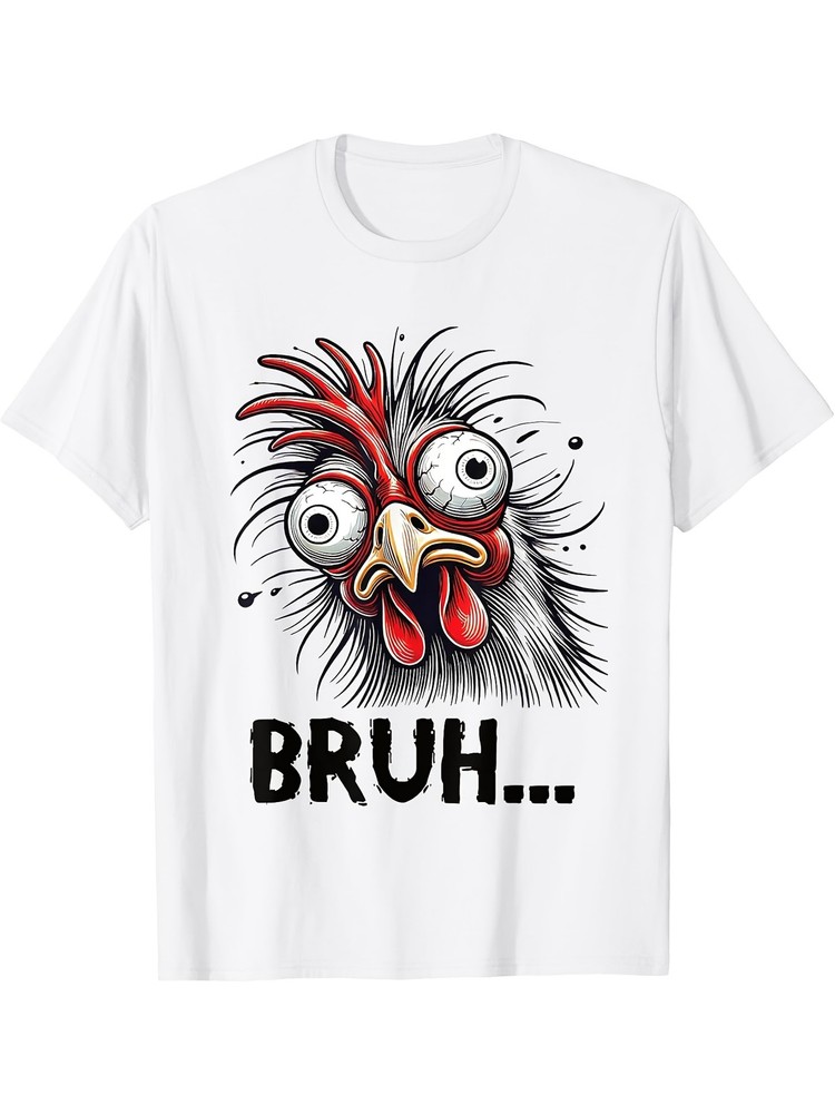 Men’S Funny “Bruh” Meme Chicken Graphic T-Shirt – Casual Short Sleeve Round Neck
