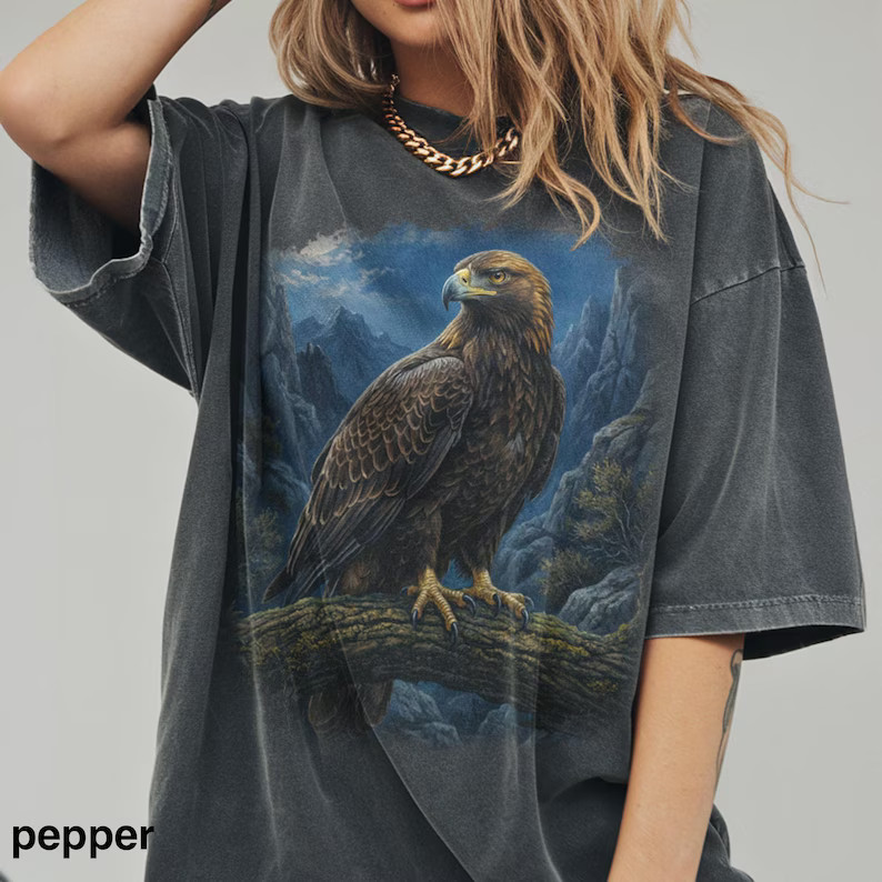 Golden Eagle Moon Comfort Tee Shirt Nature Wildlife Animal Soft gallery