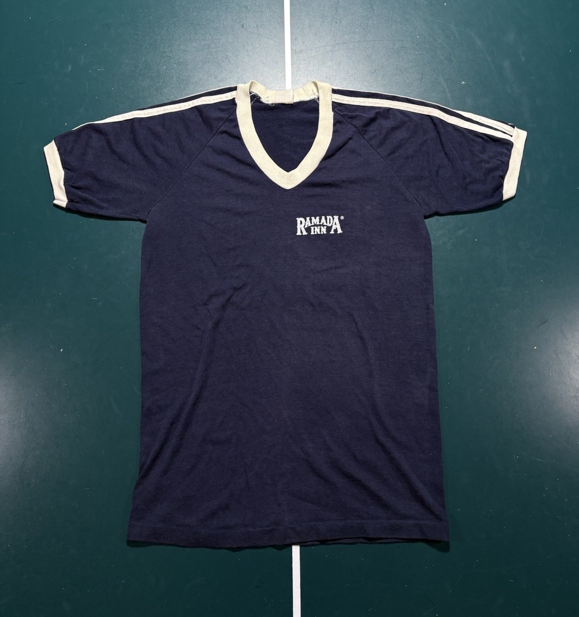 Vintage 70s Mackinaw City Ringer T Shirt Small Paper Thin Michigan Shipwreck