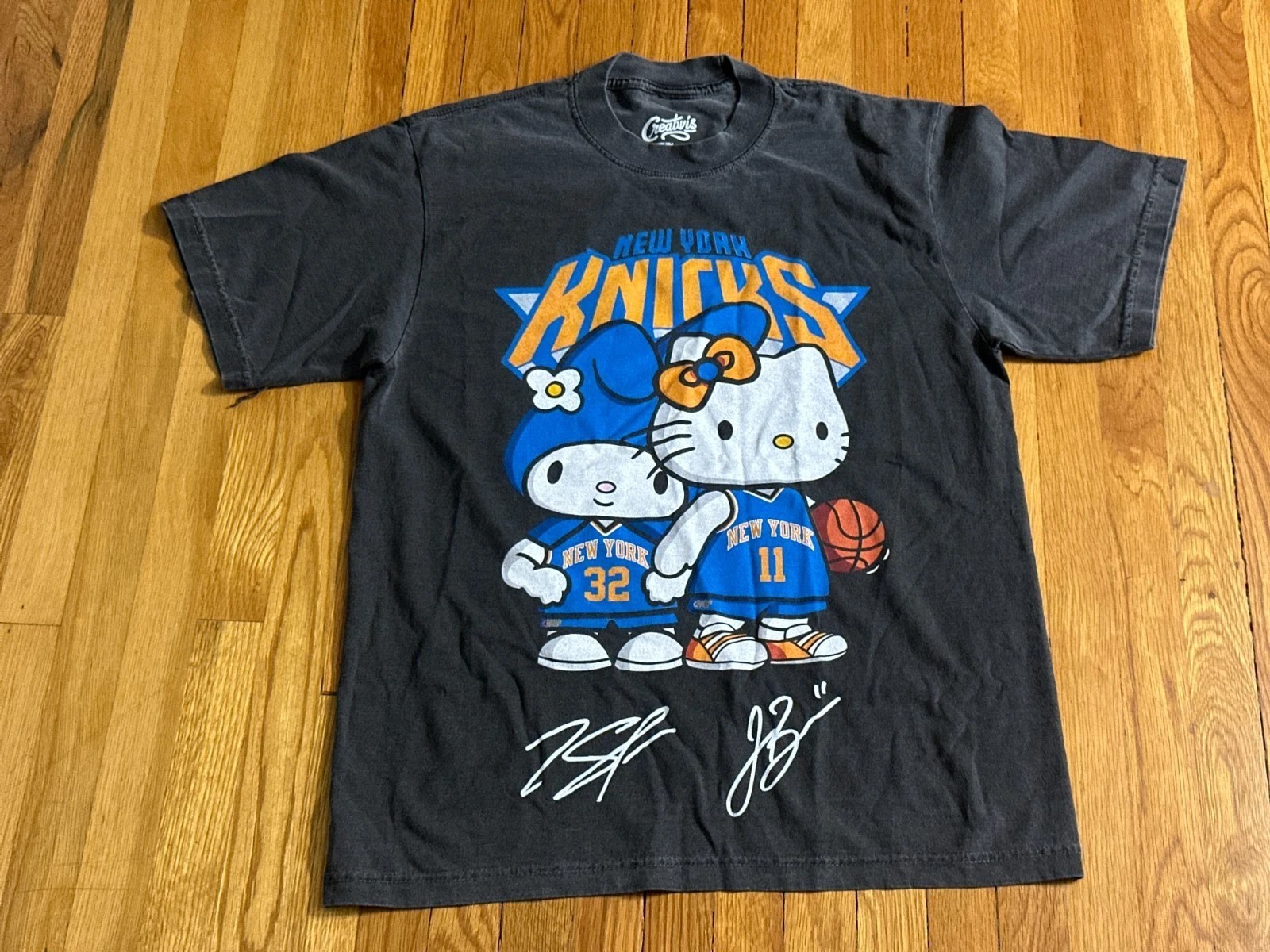New York Knicks Towns #32 Brunson #11 Hello Kitty VINTAGE Gray BLACK Shirt NYK gallery