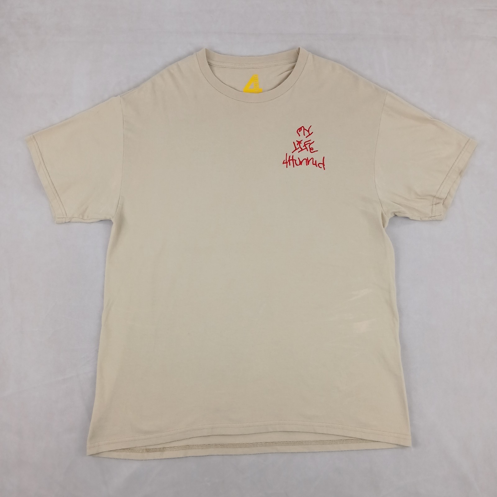 4 Hunnid Small Mens T Shirt 21×28 Label Says Large YG Embroidered