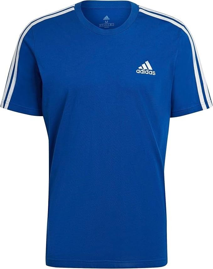 Adidas Essentials 3-stripes Tee Men's T-Shirt Blue/White HE4410 New gallery