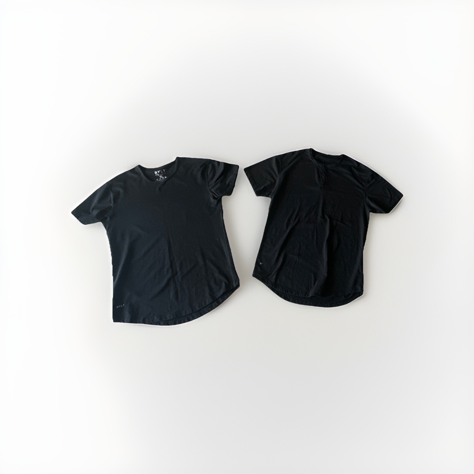BYLT Basics Mens Large T Shirt Lot of 2 Black Crew Neck Henley Premium Stretch gallery