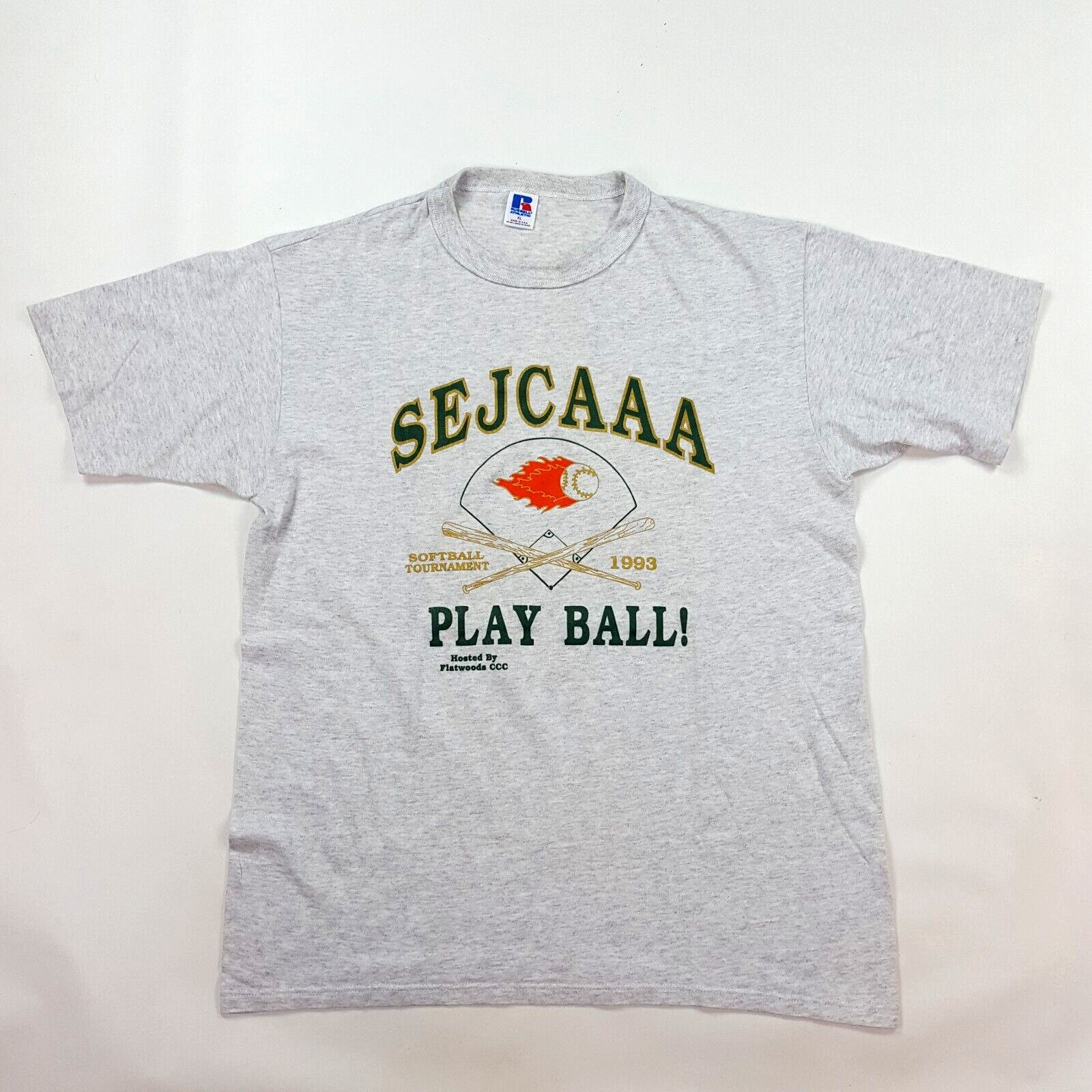 Vintage 90s Softball Tournament Men’s Size XL Gray Baseball Retro USA T Shirt