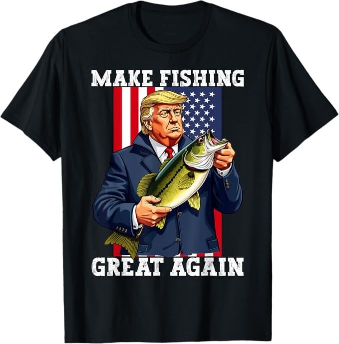 Make Fishing Great Again Bass Fishing Funny Patriotic T-Shirt - H384 gallery