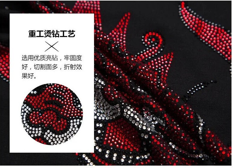 New Men Luxury Scorpion Rhinestones Fashion Black T-Shirt High Quality gallery