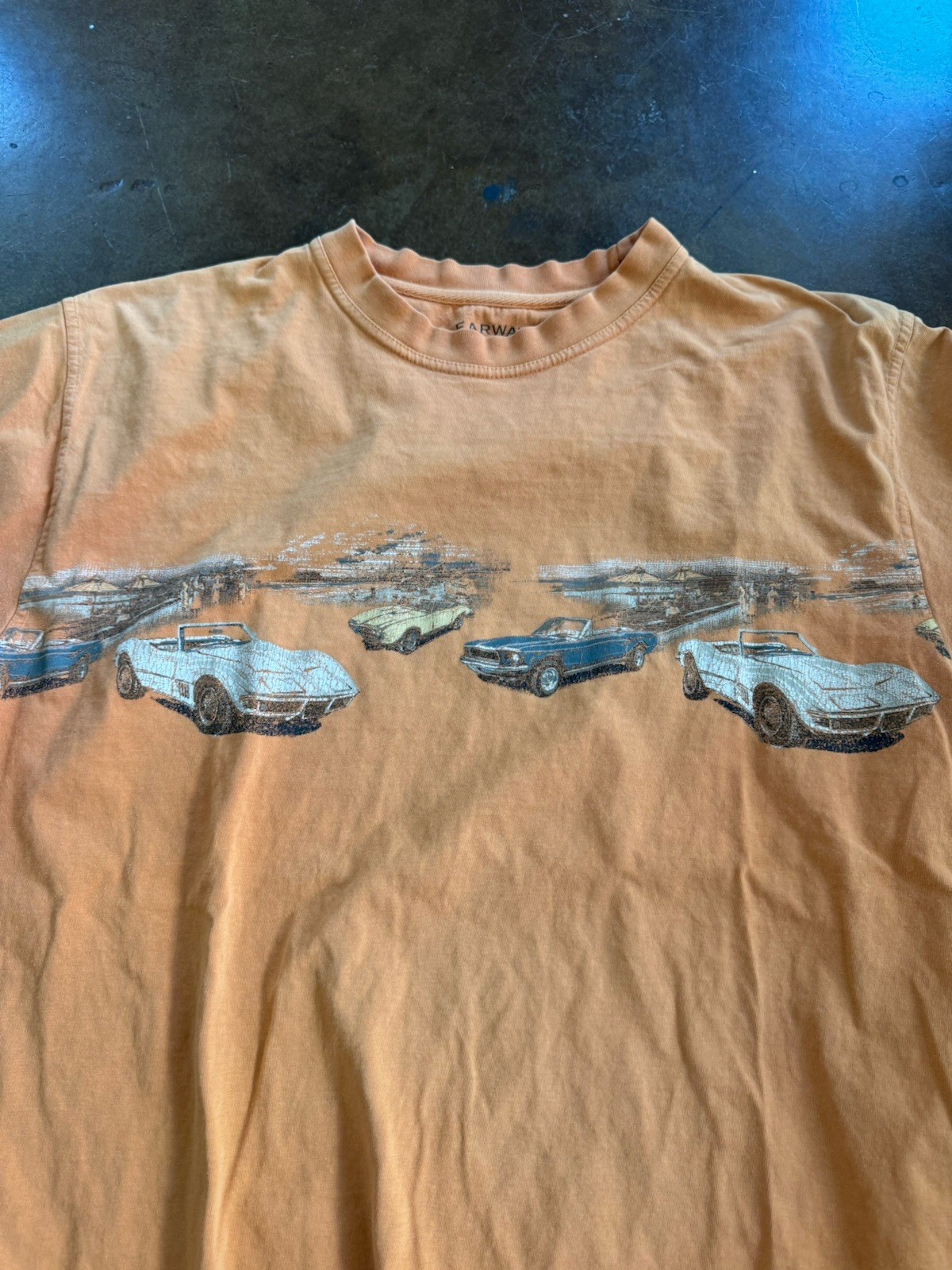 Classic Car Graphic T Shirt Reverse Print Size Large Short Sleeve 100 Cotton USA gallery