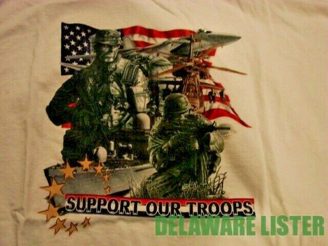 US Military SUPPORT OUR TROOPS USA White T-shirt Many size Available New in Bag