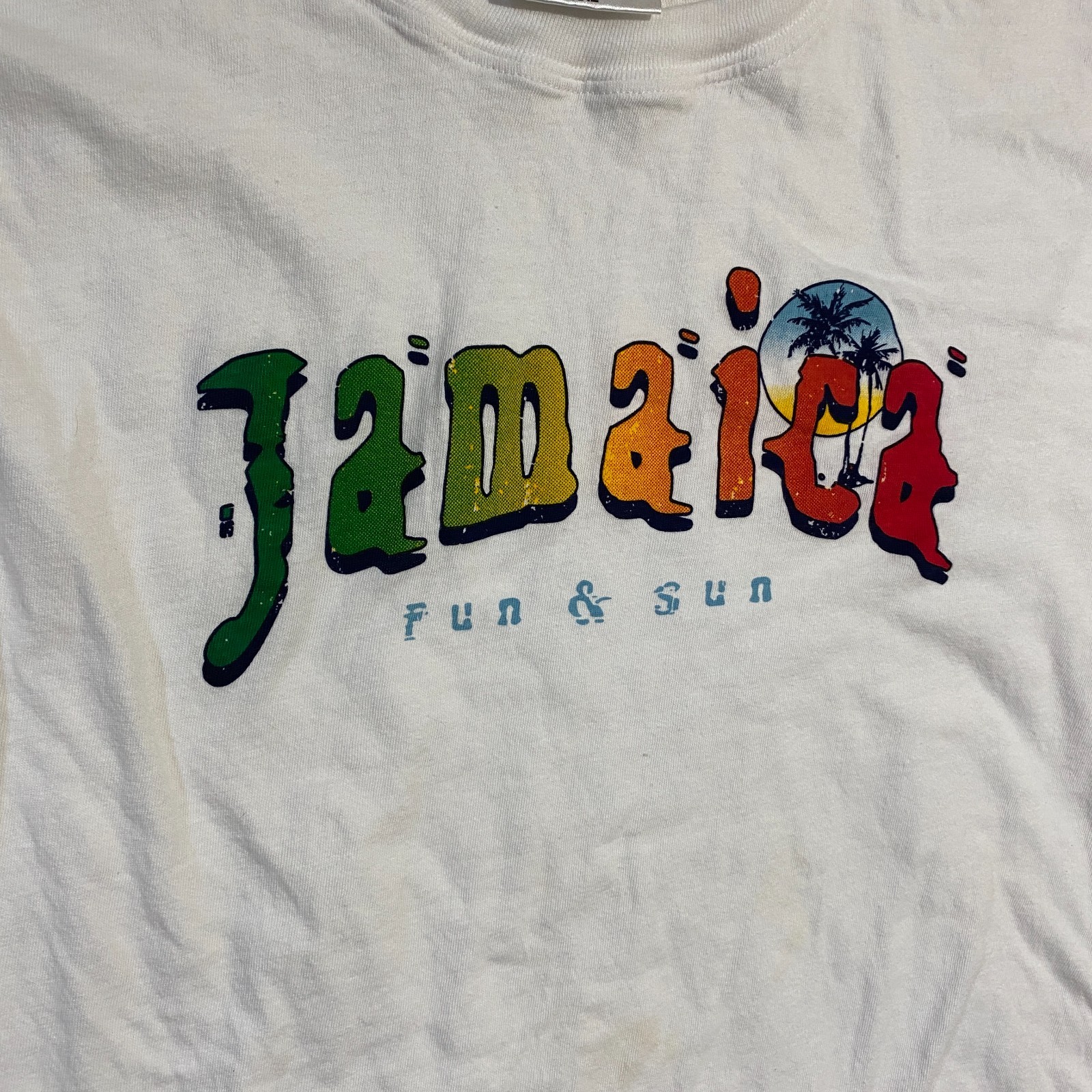 Casual Gear T-Shirt Mens 2XL White Jamaica Fun & Sun Beach Crew Neck Graphic Tee gallery