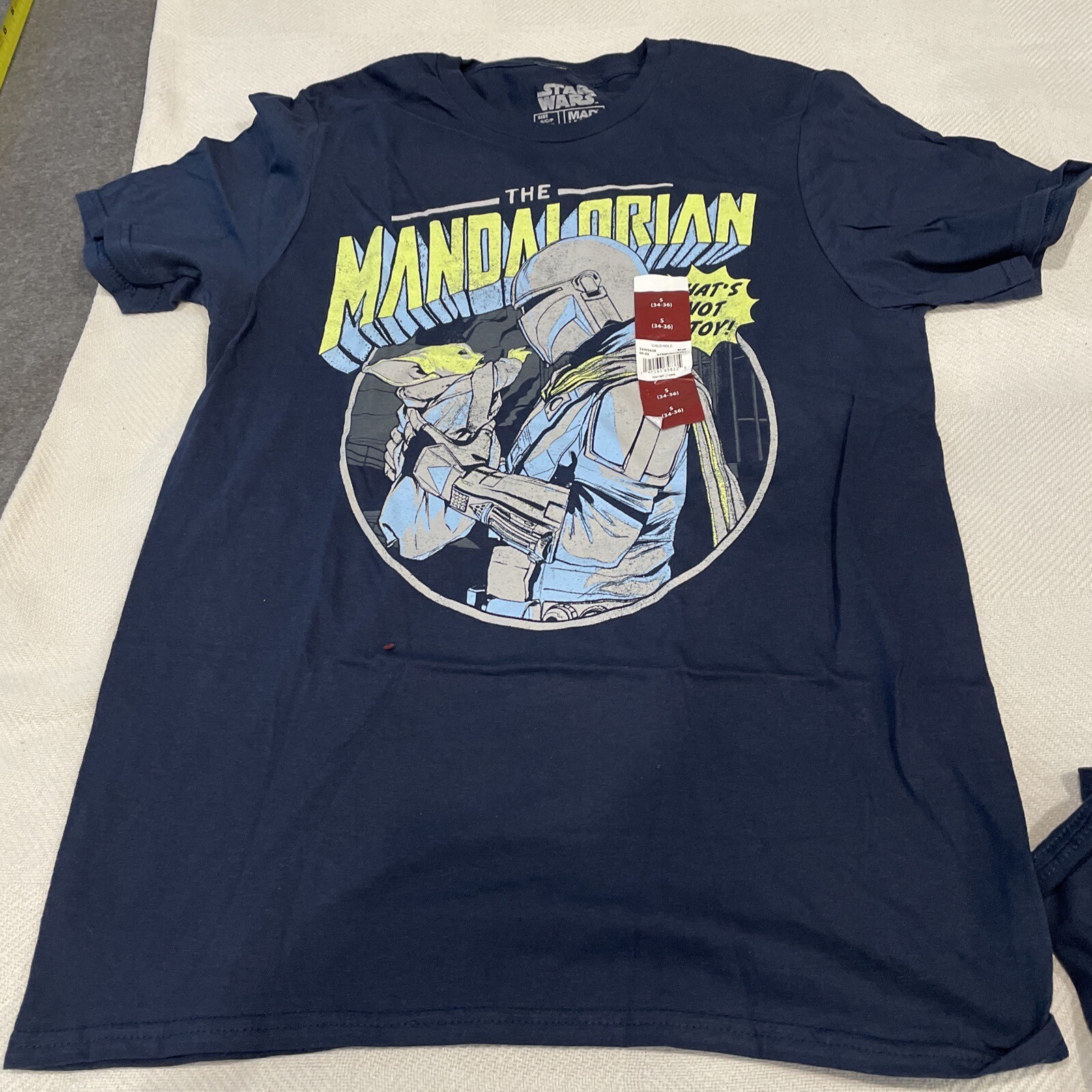 NEW Star Wars Mandalorian Mando & Grogu Navy Graphic Mens T-Shirt Size S (34-36) gallery
