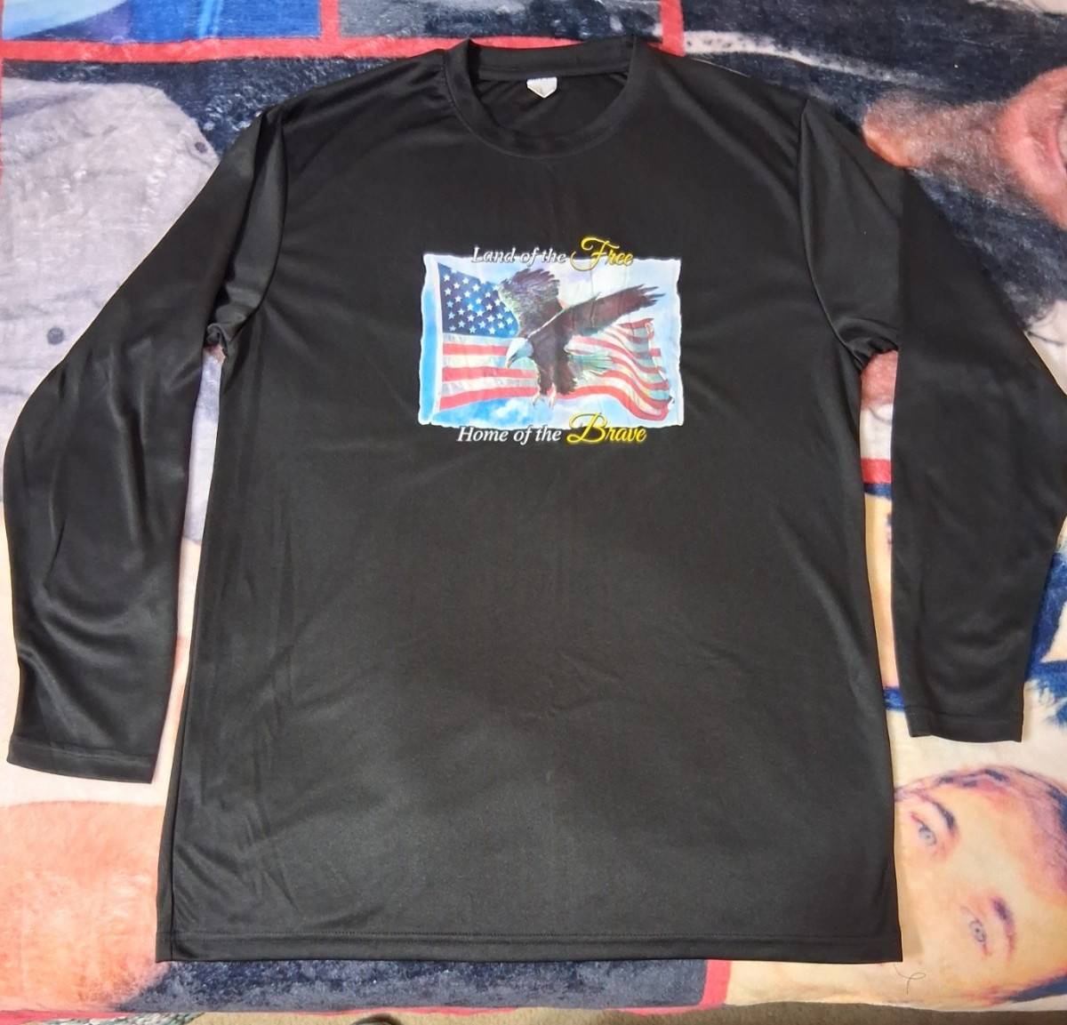 Land of the Free Home of the Brave Polyester Long Sleeve T-Shirt Men’s Large