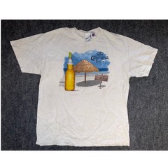 Vintage 2008 Corona Extra Beach Graphic T-Shirt Mens Large White Beer Tee
