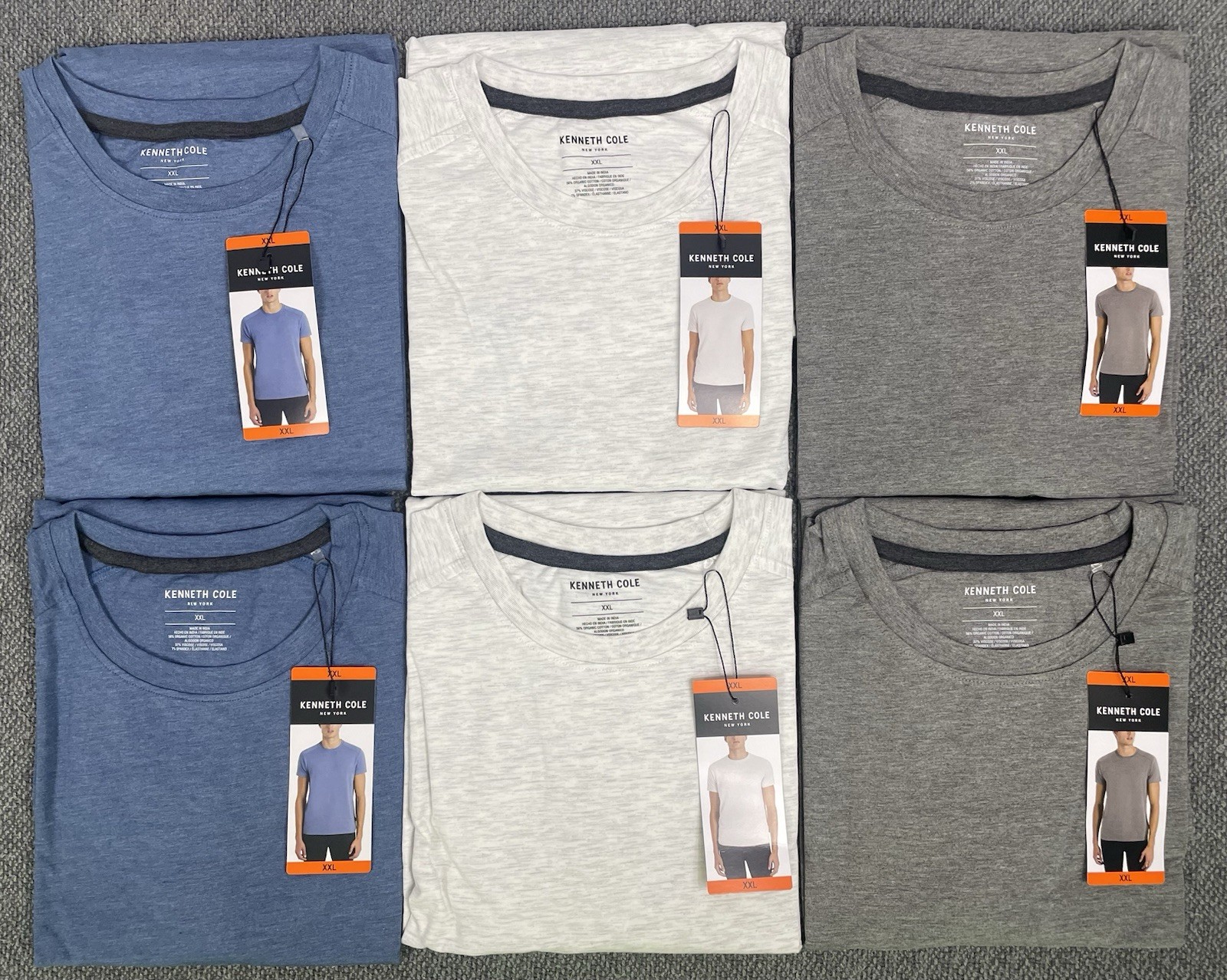 Kenneth Cole Men’s SLIM XXL Lot of 6 Tees (2) Each Color "fit like size LARGE" gallery