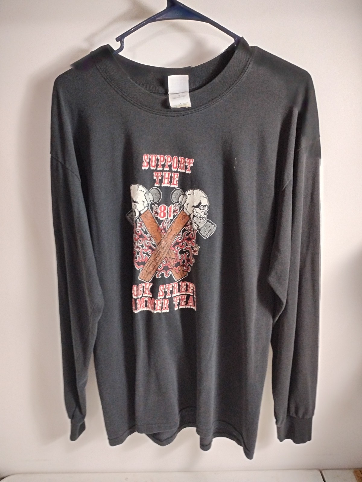 Vintage Gildan Long Sleeve Shirt "Support The 81 Rock Street Hammer Team" Large gallery