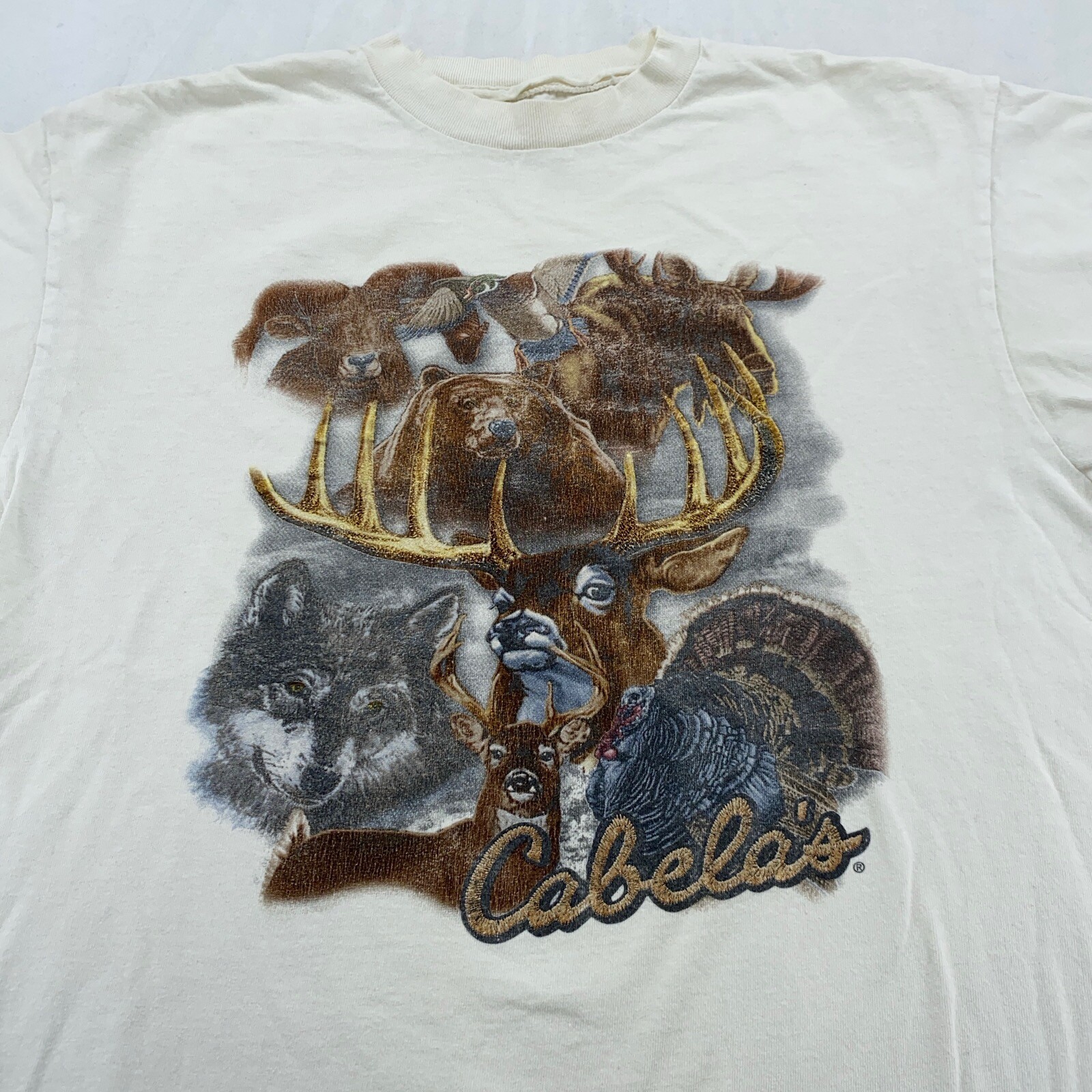 vintage 90s CABELA’S WILDLIFE FOREST ANIMALS T-Shirt M/L nature