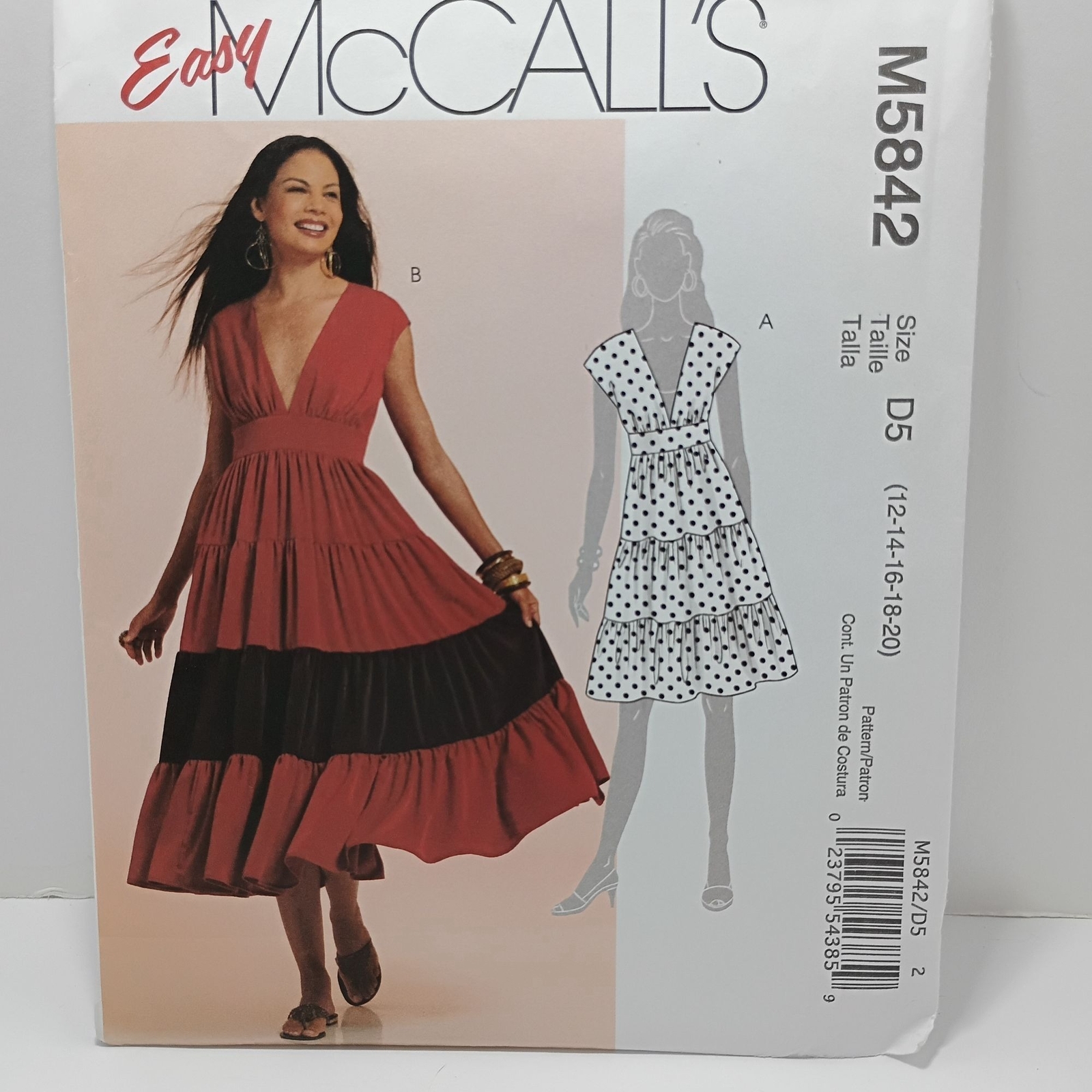 McCalls M5842 Easy Sewing Pattern Womens Tiered Dresses Size D5 (12-14-16-18-20)