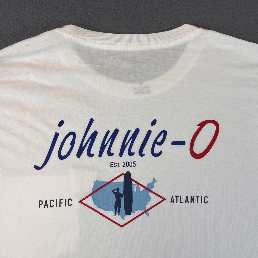 johnnie-O Pacific Atlantic Logo Graphic Surf S/S T-Shirt White M, L, XL, 2XL USA